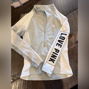 PINK Victoria's Secret Gray and White Zip Jacket